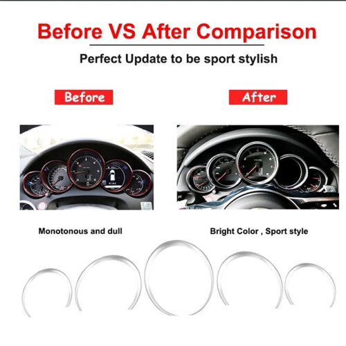 ABS Dashboard Instrument Panel Decorative Ring Cover Trims Sticker for  911 Cayenne  Silver 2