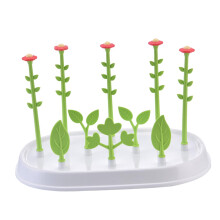 Flower Shape Bottle Drying Rack with Tray, PP Baby Bottle Stand, AntiSlip Base for Countertop
