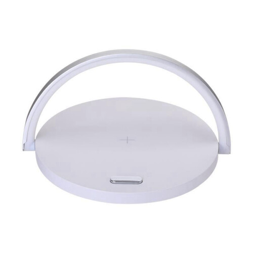 Round Touch Small Desk Lamp Multi-Function Wireless Charger Mobile Phone Holder White