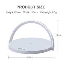 Round Touch Small Bordslampa Multifunktionell TråDlöS Laddare MobiltelefonhåLlare Vit