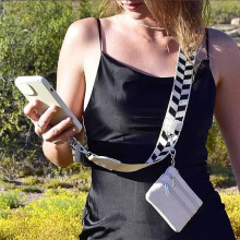 Phone Strap with Zippered Pouch, Clip and Go Strap for Phone with Wallet Crossbody, Phone Strap Crossbody C