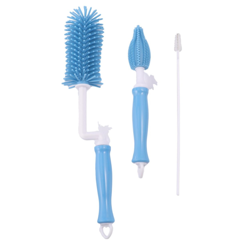 3pcs Baby Bottle Brush Set with 360 Rotating Long Handle Silicone Cleaner for Feeding Hygiene