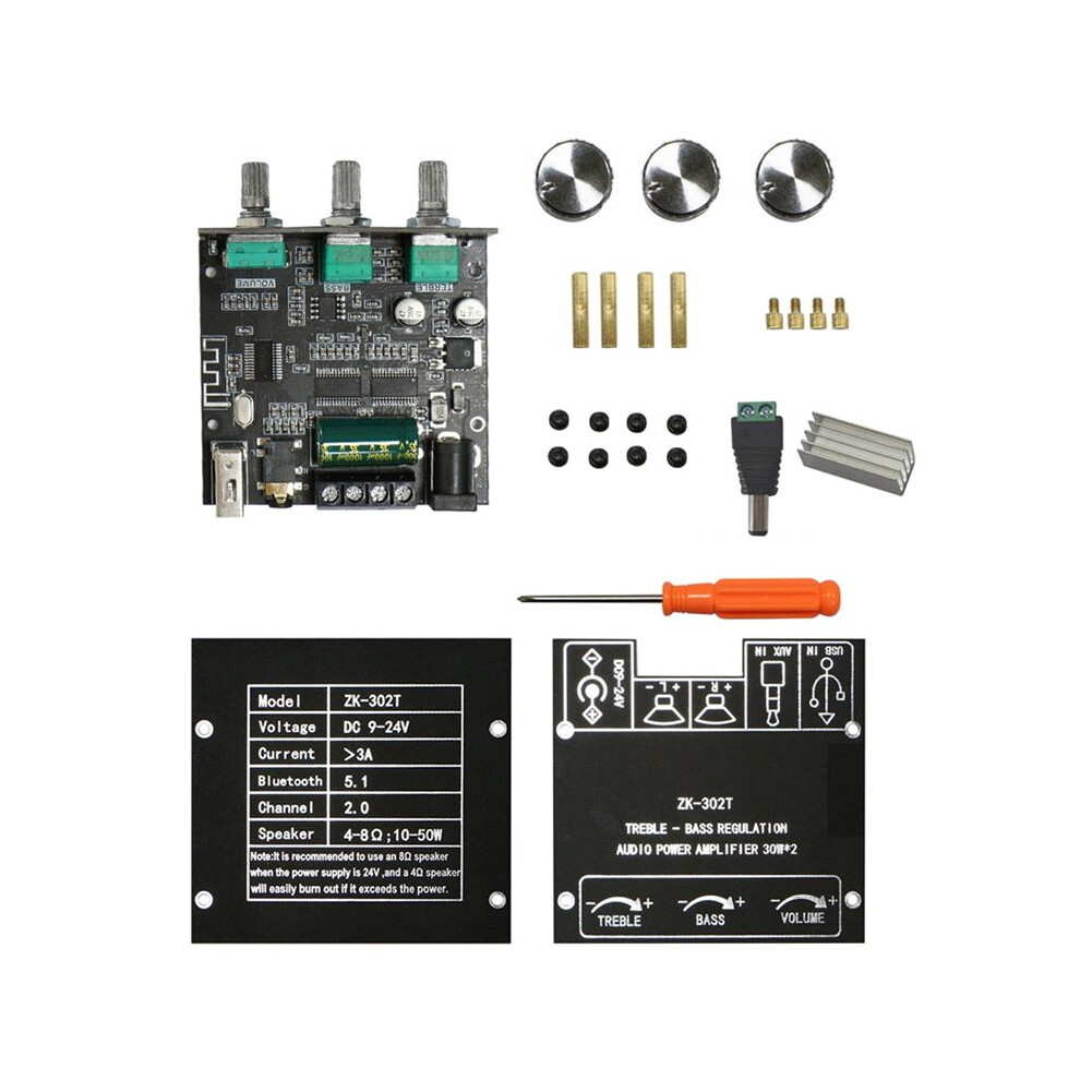 Zk-302T Digital Power Module 2.0 Stereo Dual Mercy 30W+30W 5.1 Audio Power Amplifier 4714027976991