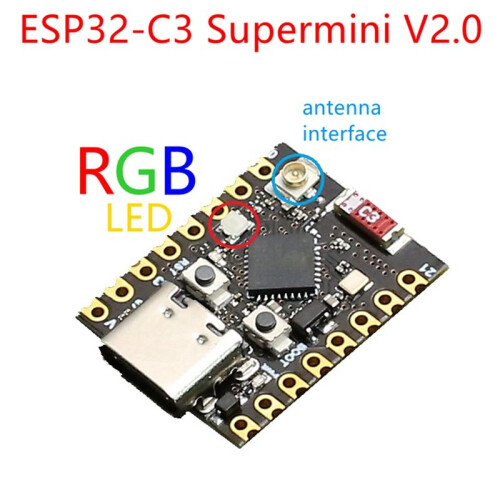 ESP32-C3 SuperMini V2  Development Board ESP32 C3  WiFi  IOT Board Antenna RGB for  MicroPython 1