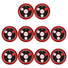 10PCS Call Button Wireless Pager Waiter Calling System for Restaurant Hookah Bar Cafe Bar Customer Service Red