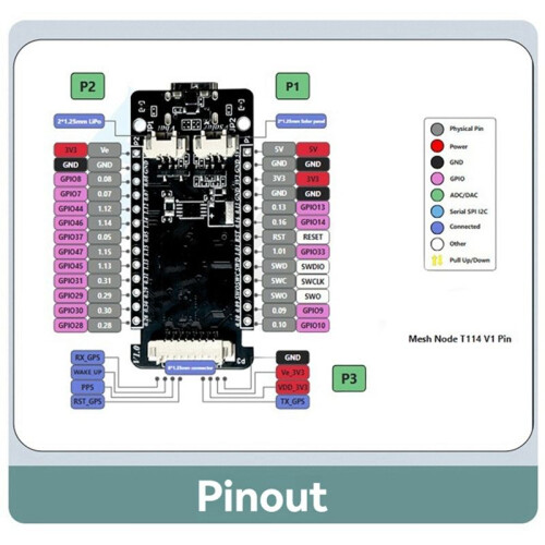 Node T114 Meshtastic Tracker Nordic NRF52840 SX1262 LoRaWAN para  Posicionamento Devboard TFT Display BLE WiFi,B 1