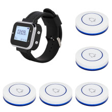 Système D'Appel Sans Fil 5 Boutons D'Appel de Table Émetteurs 1 Téléavertisseur de Montre, Sonnerie de Service de Serveur de Restaurant A