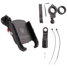 Kewiq QC3.0 USB Fast Charging Aluminium Alloy Motorcycle Phone Holder With USB Charger 360 Degree Rotate Motorbike Mobile Phone Holder Mount