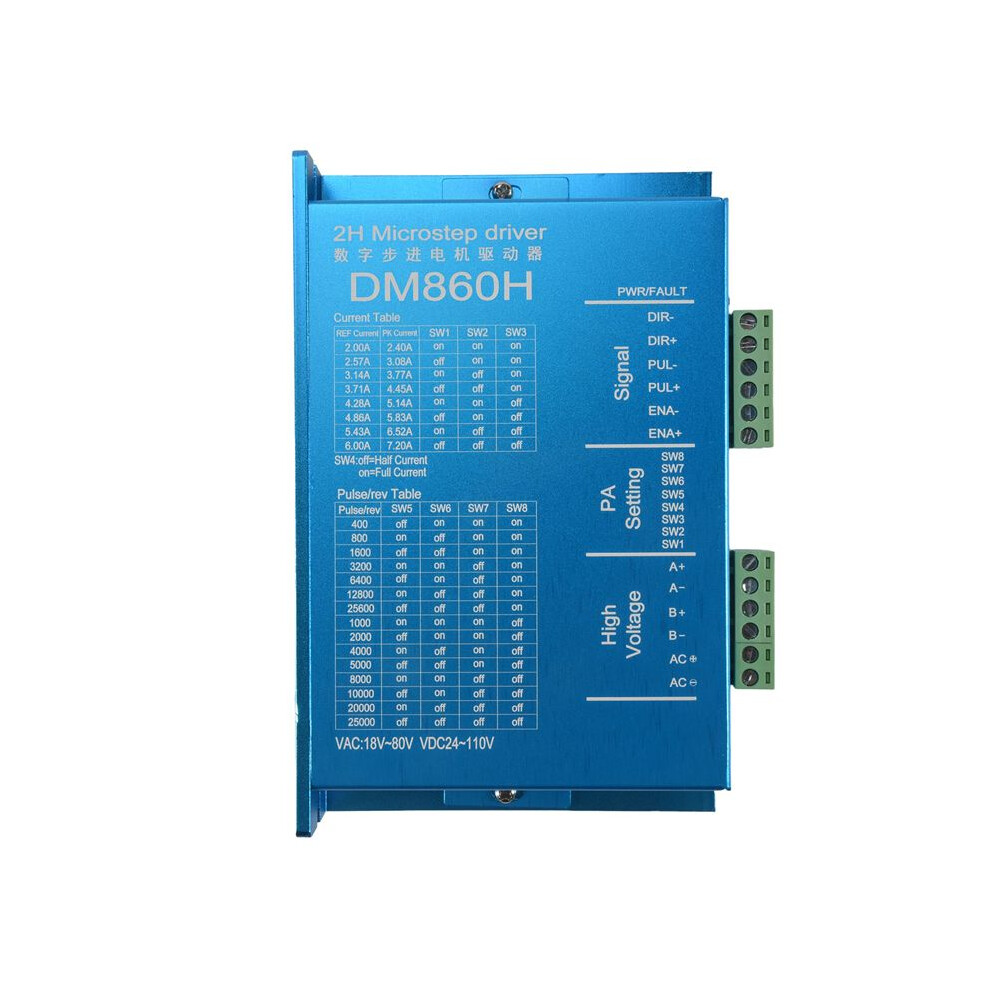 Dm860h Dsp Digital 57 / 86 Stepper Motor Driver With Fan 2-Phase Nema23,34 Dma860h 7.2A, 18-80Vac For Printing Cnc Drive 4711809335021