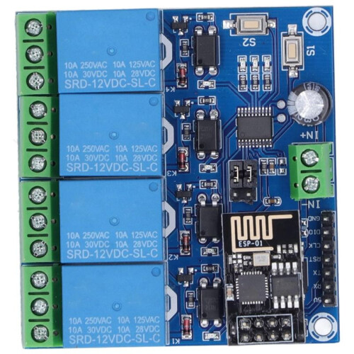 4 Channel WiFi Wireless Relay Module  Home Phone APP Remote  Module ESP8266 (12V) 1