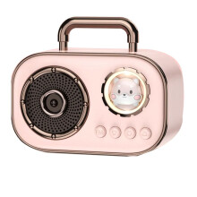 Altavoz Retro Subwoofer Altavoz InaláMbrico Altavoz de Escritorio de Alta Calidad Altavoz PortáTil para el Hogar-Rosa