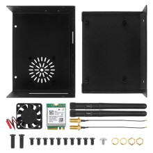 Para Orange Pi 5 Caixa de Metal com Ventilador de Resfriamento, MóDulo WiFi 6 BT 5.2 Placa Sem Fio de Banda Dupla, Antena, Dissipador de Calor