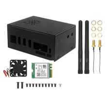 For Orange Pi 5 Metal Case with Cooling Fan, WiFi 6 BT 5.2 Module Dual-Band Wireless Card, Antenna, Heatsink