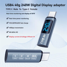 USB-C-OTG-Adapter Typ C auf USB Typ-C, 40 Gbit/S, 240 W, Digitalanzeige, OTG-Adapter, Datenübertragungsadapter, Schwarz
