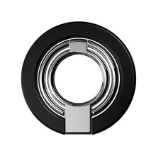 Magnetic Cell Phone Ring Holder 180 Rotation Ultra-Thin Metal Grip for Enhanced One-Handed Use Black