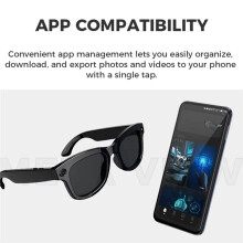 AI Glasses 500W HD Anti-Shake Camera Glasses Ai Translation Calls,Video Recording Photo Taking Headset Glass,A