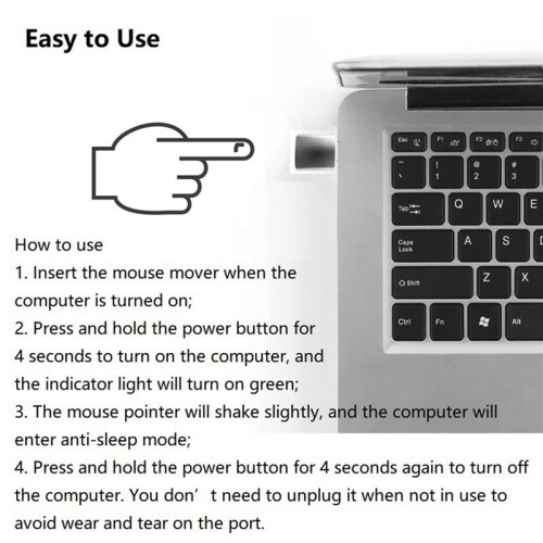 2X Type C Mouse Mover Jiggler Undetectable Automatic Mouse Mover 3 Jiggle Modes Driver-Free Keep Device 1