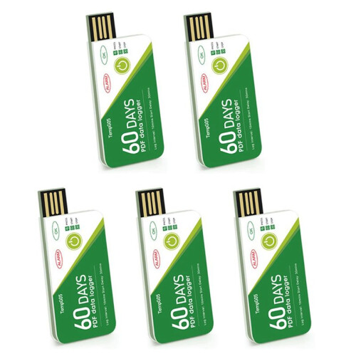 5X 60 Days USB Temperature Data Logger -30 -+60  Report with App IP67 Disposable High-Precision Recorder with Warning