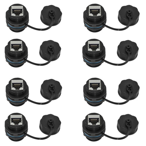 8PCS RJ45 Panel Mount Coupler, IP68 Shielded Industrial Panel Mount Ethernet LAN Through Connector for CAT6/CAT5E/CAT5