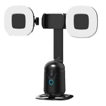 Automatisk Ansiktsspårning Desktop AI Gimbal för Smartphone & Action Camera 360 Rotation Följ Focus Vlogg med Ljus