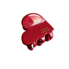 China Red Heart Hair Clip for Bangs, AntiSlip Secure Grip, Elegant Acetic Acid Fiber Accessory