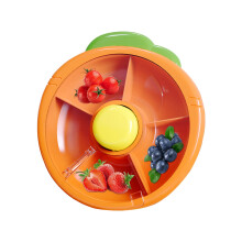Snack Spinner Kids Snack Organizer with 5Compartment Rotating Tray Durable Orange for School and Parties