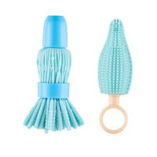 Silicone Bottle and Pacifier Cleaning Brush Set with DualAction Flexible Head for Travel and Baby Use