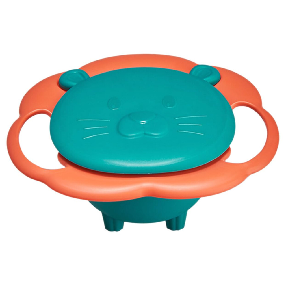 Spill Proof Toddler Bowl with Lid, 360 Rotating Feeding Bowl, Cartoon Lion Design for Kids