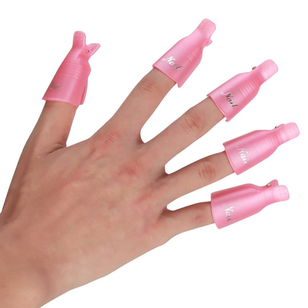 10pcs Pink Nail Soak Off Clips Gel Polish Remover Set Reusable Salon Quality Tools