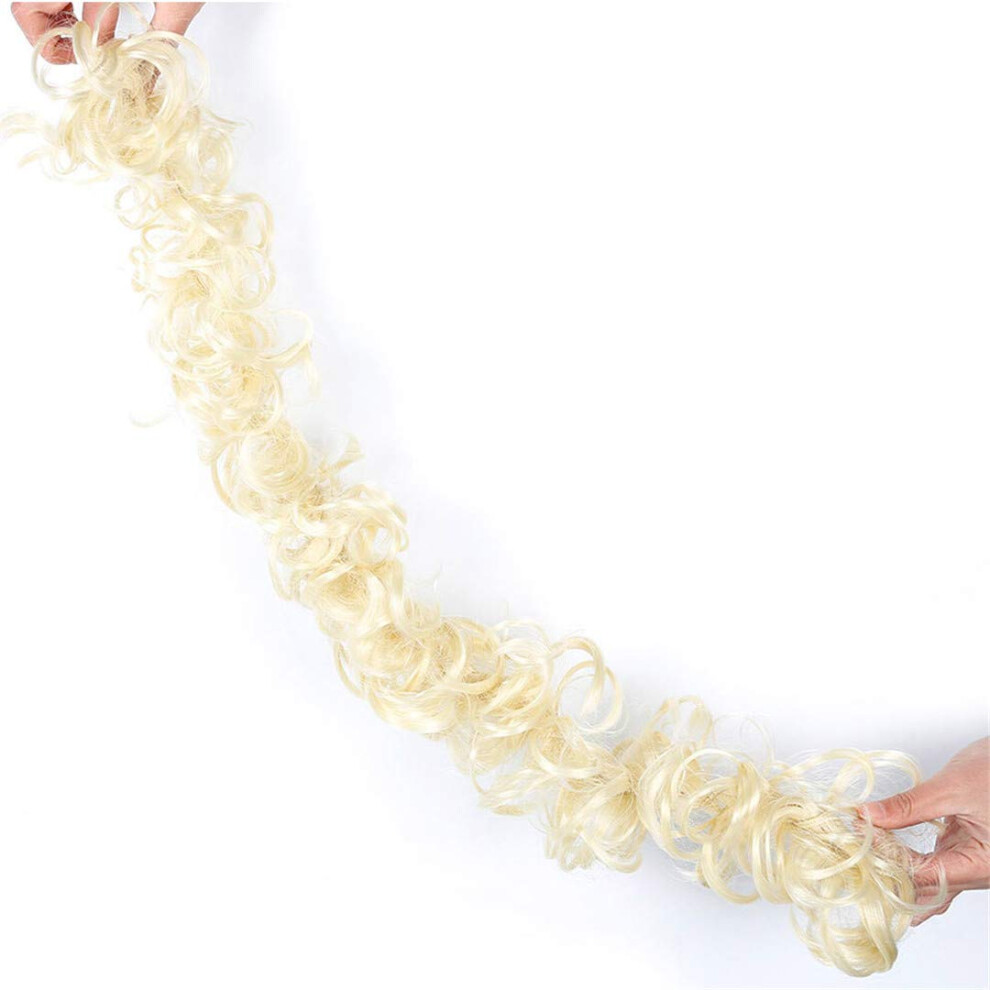 Unisex Curly Chignon Hair Piece Synthetic Hair Bun With Drawstring For Updo Instant Volume Boost