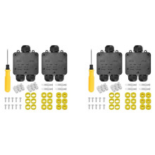 2set Waterproof Junction Box IP68 Outdoor Gland Electrical Junction Box with 3 Cable Connector for 4-15 mm Cable