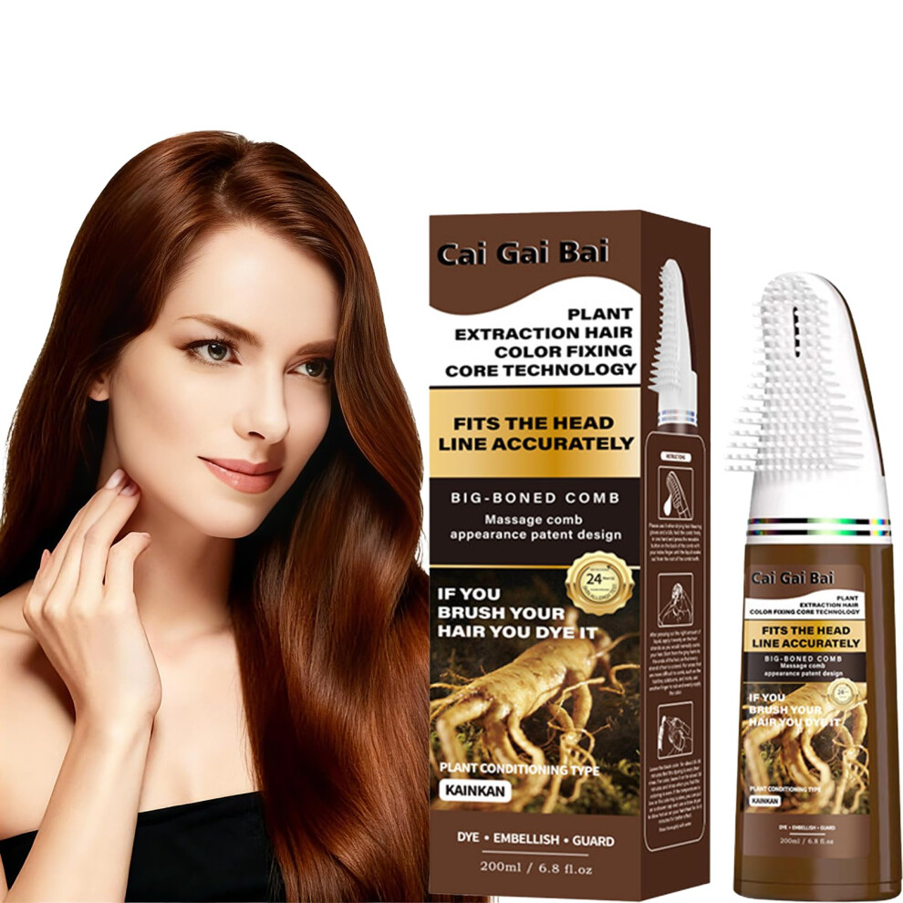 Brown 3 In 1 Hair Dye Comb Chestnut Hair Color Shampoo 200Ml Natural Herbal Longlasting Color