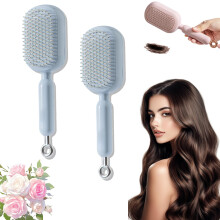 Self Cleaning Hair Brush with Retractable Bristles, Cushion Massage Paddle Comb for Smooth Hair