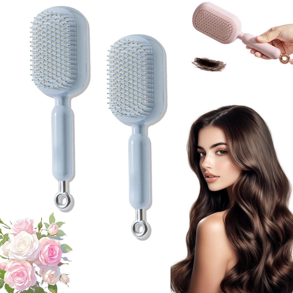Self Cleaning Hair Brush with Retractable Bristles, Cushion Massage Paddle Comb for Smooth Hair