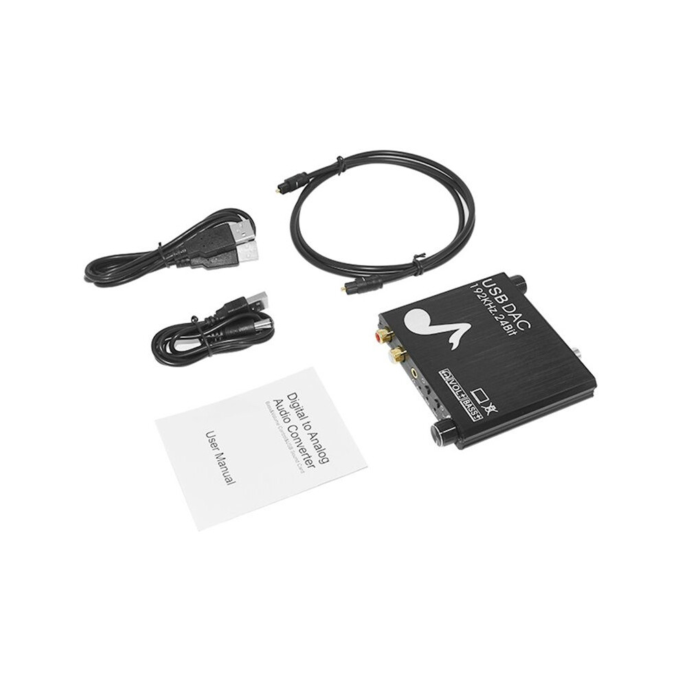 Usb Dac 192Khz 24Bit Digital To Analog Converter With Bass&Volume Control Coaxial Toslink To Analog Stereo L/R Rca 6033360441552
