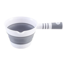 Foldable Water Ladle with Ergonomic Grip for Bathroom Shower Travel Garden Gray Hangable Handle
