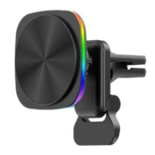 Magnetic Car Wireless Charger RGB Phone Holder Stand Car Mount for 15 14 13 12 Pro Max Car Fast Charging Station