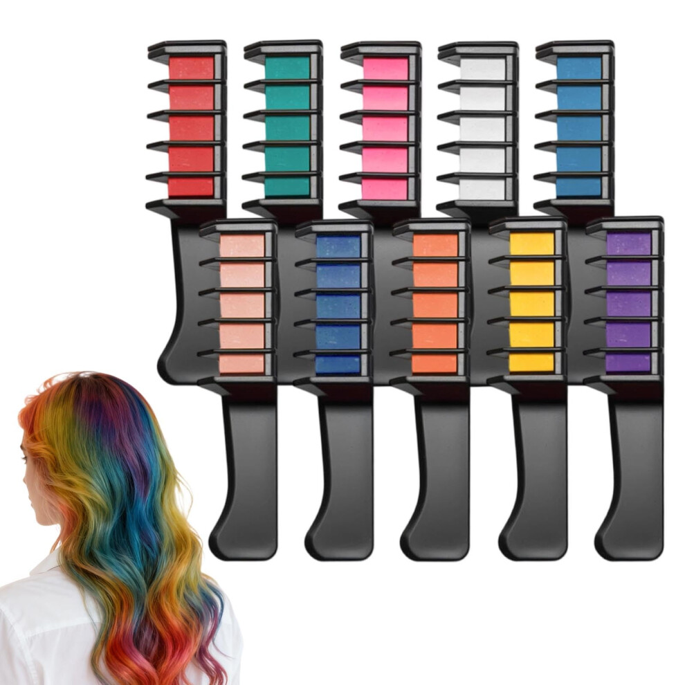 Hair Chalk Comb Set 10PCS â Washable Temporary Hair Color, Instant Vibrant Colors for Kids and Adults