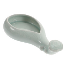 Calligraphy Ink Plate Lute Shaped Ceramic Brush Holder Tray for Painting and Writing