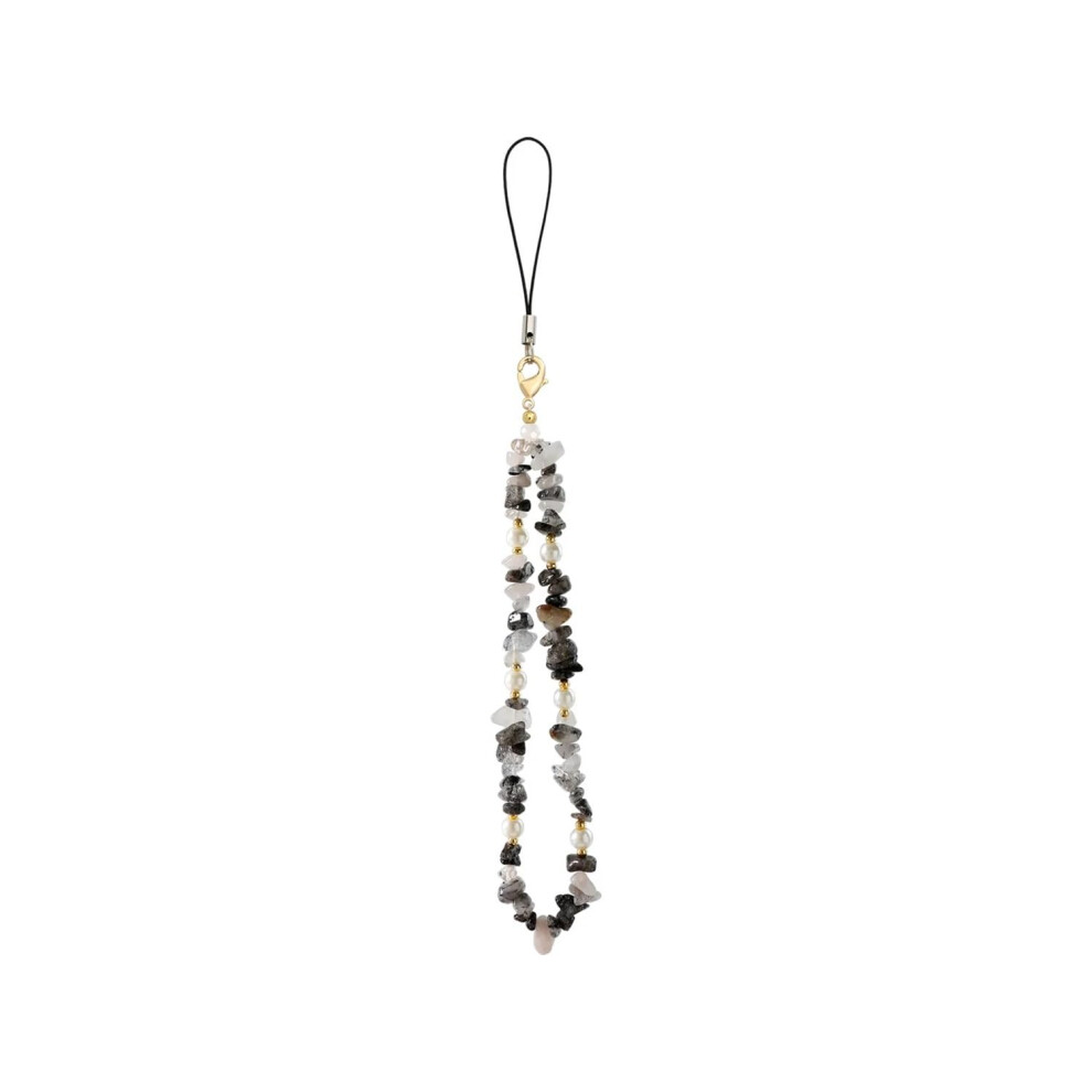 Beaded Phone Strap With Natural Amethyst Stones, Handmade Phone Lanyard For Women Black 9053599532521