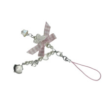 Cute Bowknot Phone Charm with Flower Design, Durable Acrylic Lanyard Keychain for Girls