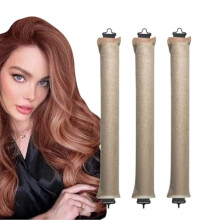 3PCS Brown Heatless Hair Curlers Overnight Comfortable Velvet No Heat Curling Rods for Long Hair