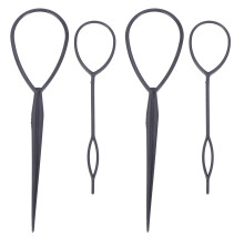 4 Stücke Topsy Tail Haar Dreher Styler Frisurenhilfe Hair Twister Schlinge Schlaufe Schwarz