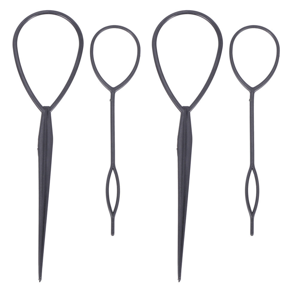 Black 4 Pcs Topsy Tail Hair Styler Hair Style Hair Twister Snare Loop