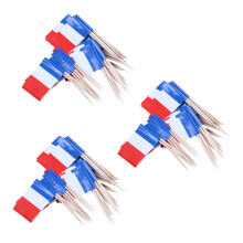 Lot of 150 Pcs Wooden Toothpick with Flag for Decor of Party Fruit Pastry - France (, White, Red)