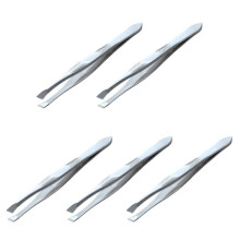 5X Silver Tone Stainless Steel 3.5 Inch Length Tweezer for Eyebrow