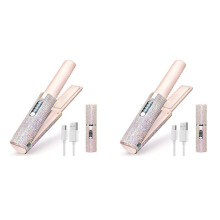 2X 2-In-1 Electric USB Hair Straightening Brush Straightener Flat Iron Multifunctional Comb Straightening Styler