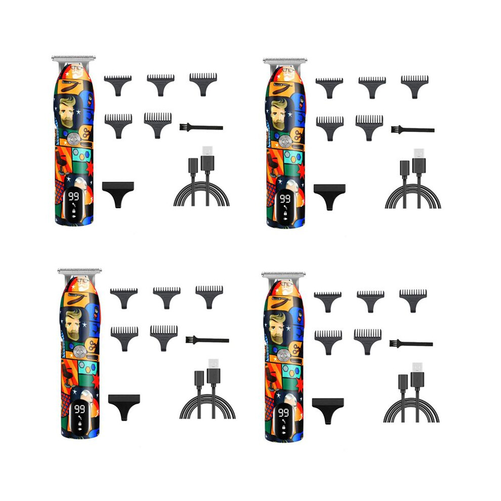 4X Barber Hair Clipper Rechargeable Graffiti Electric Finish Cutting Machine Beard Trimmer Shaver