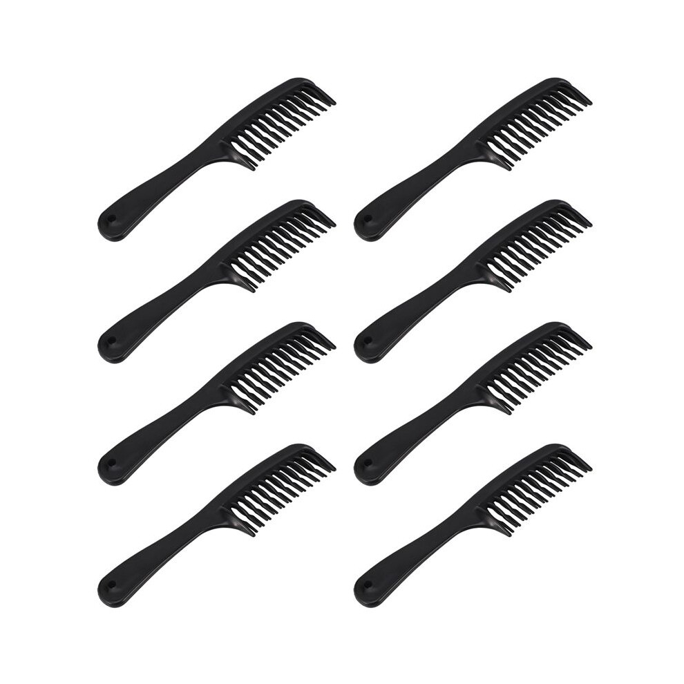 Unisex Black 8X Double Row Tooth Detangler Hair Comb Shampoo Comb With Handle For Long Curly Wet Hair