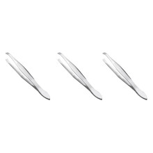 3X Silver Tone Slanted Flat Tip Metal Hair Eyebrow Tweezer Cosmetic Tool for Lady